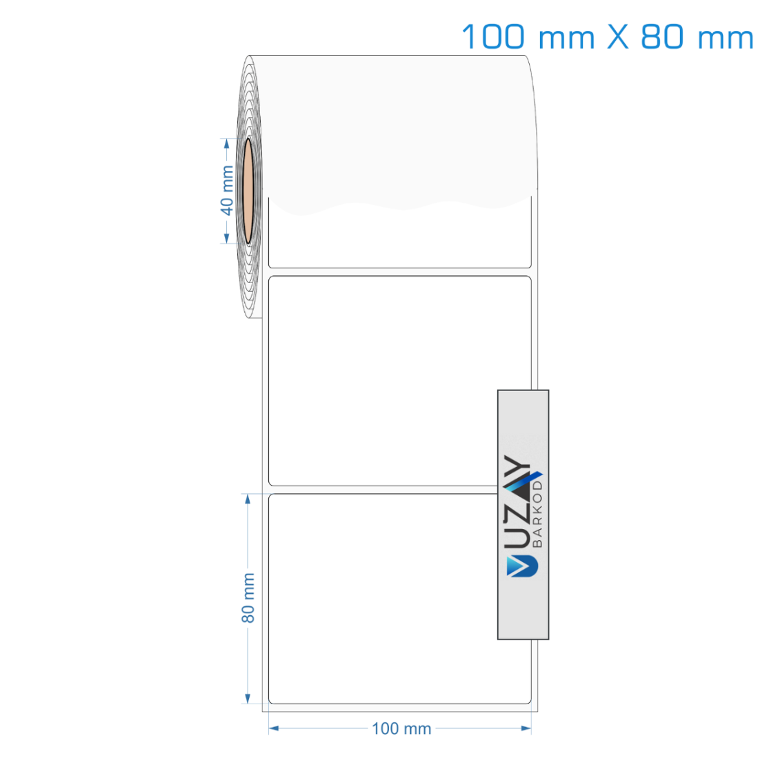 100×80 mm Opak PP Etiket